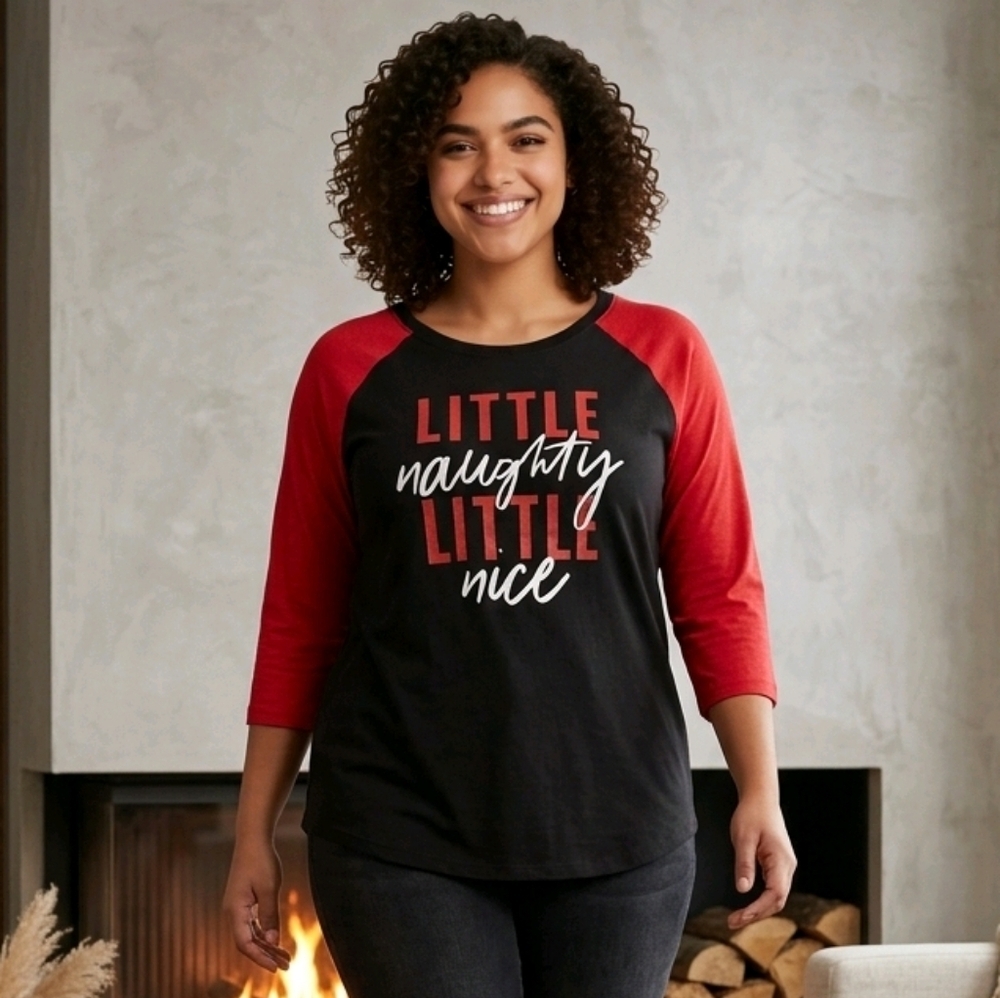 🆕LITTLE NAUGHTY LITTLE NICE CLASSIC FIT RAGLAN TEE